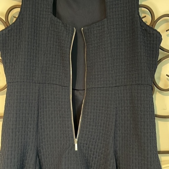 JULIA JORDAN TEXTURED OPEN BACK FIT & FLARE MIDI DRESS NAVY BLUE SIZE 12 - Picture 9 of 11